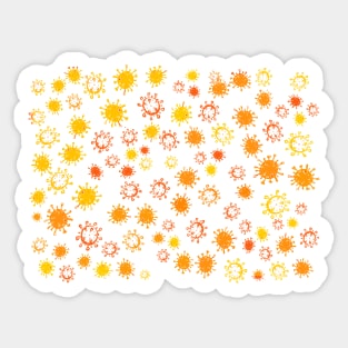 Cartoony Orange virus pattern Sticker